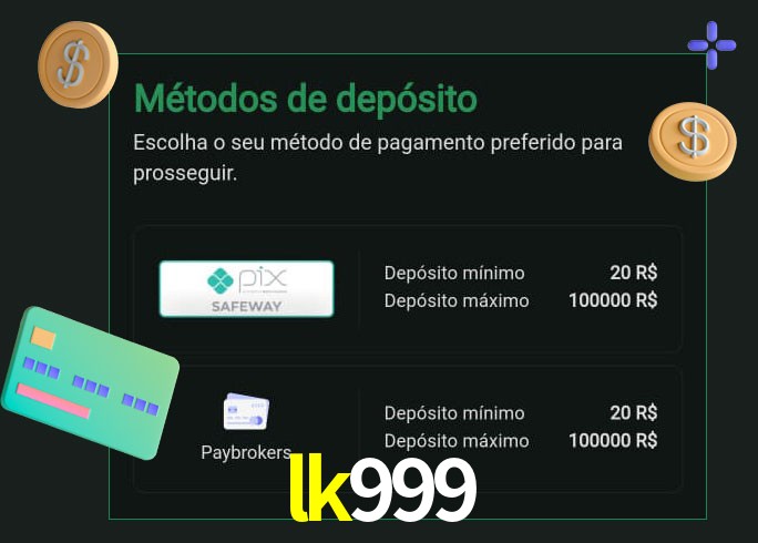 O cassino lk999 oferece uma grande variedade de métodos de pagamento